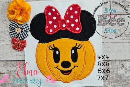 Minnie Pumpkin - Applique - Machine Embroidery Design