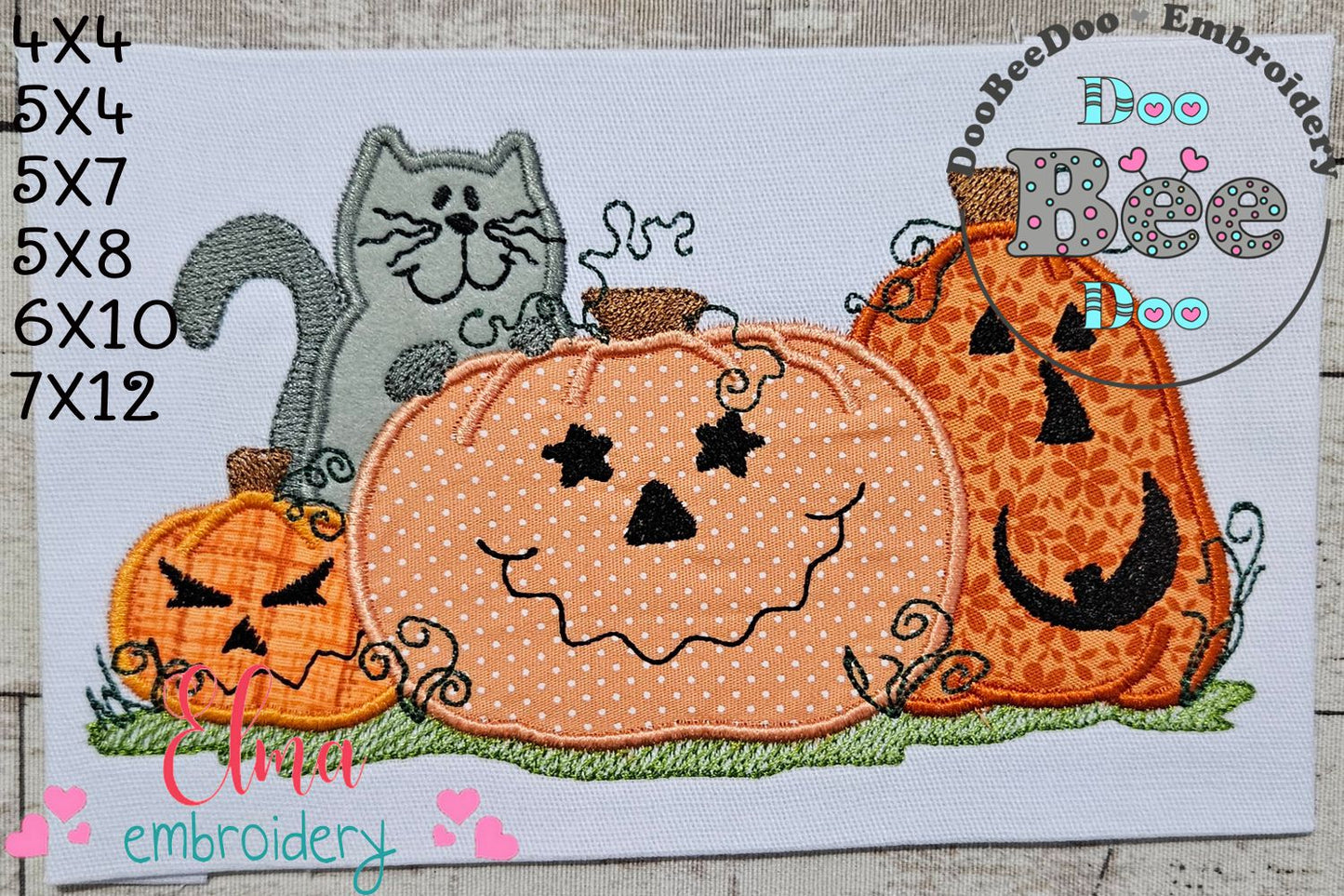 Halloween Cat and Pumpkins - Applique