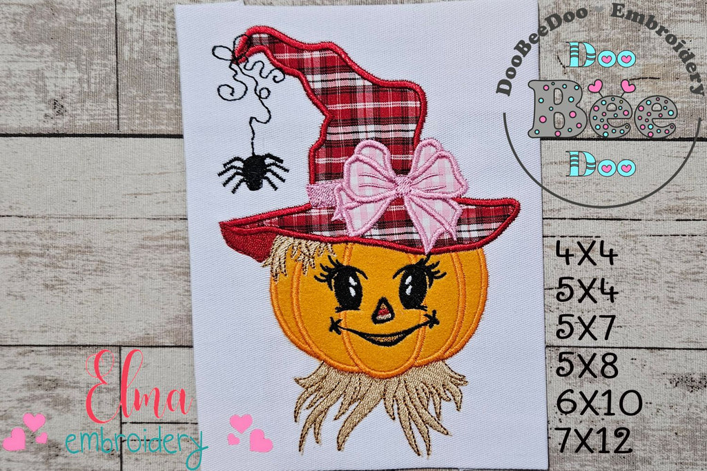 Halloween Witch Pumpkin Scarecrow - Applique - Machine Embroidery Design