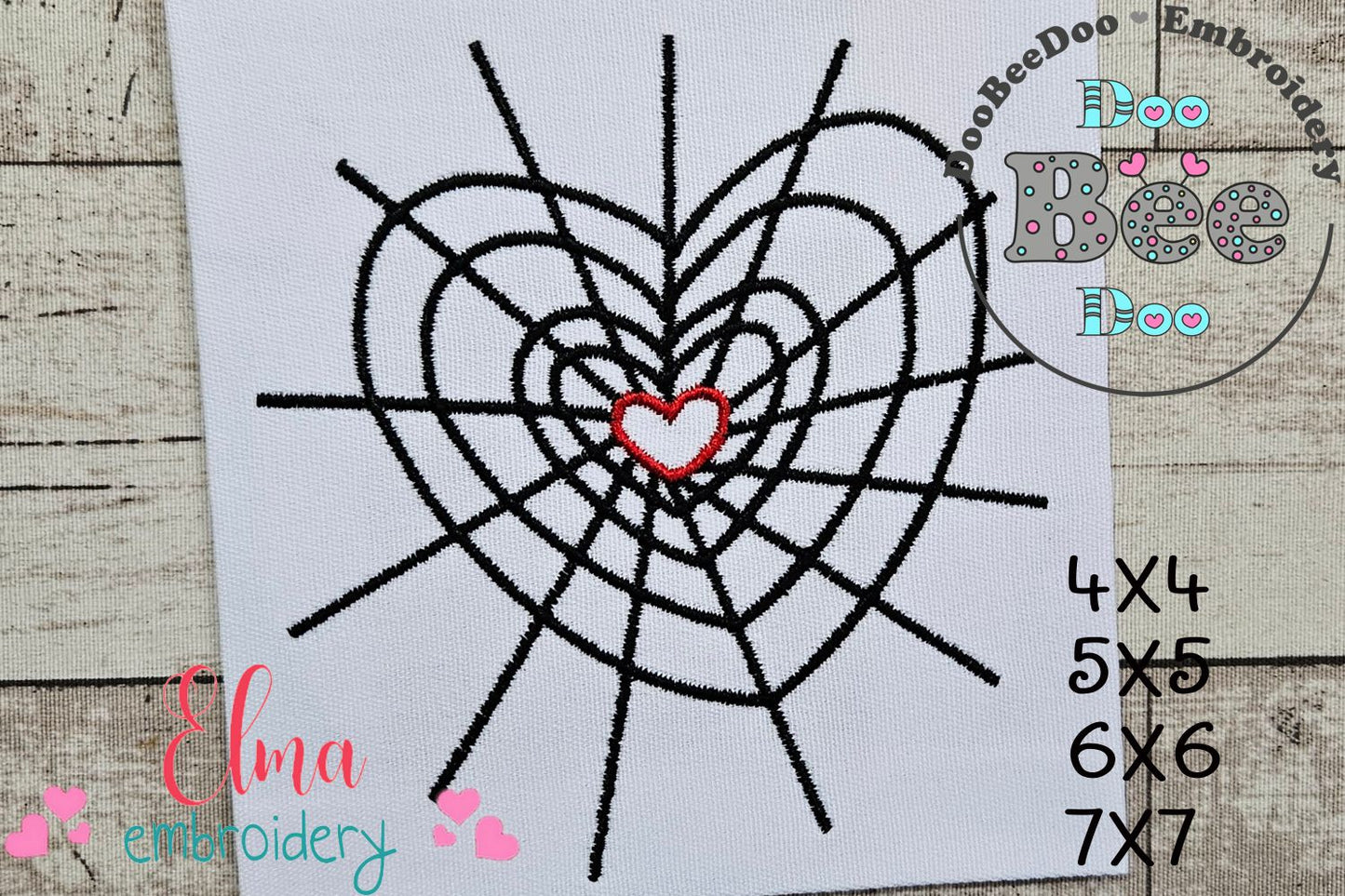 Halloween Heart Spider Web - Fill Stitch Embroidery