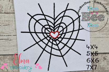 Halloween Heart Spider Web - Fill Stitch Embroidery