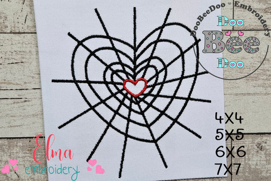 Halloween Heart Spider Web - Fill Stitch Embroidery