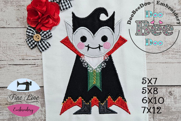 Cute Halloween Vampire - Applique - Machine Embroidery Design