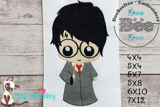 Cute Wizard Boy - Fill Stitch - Machine Embroidery Design