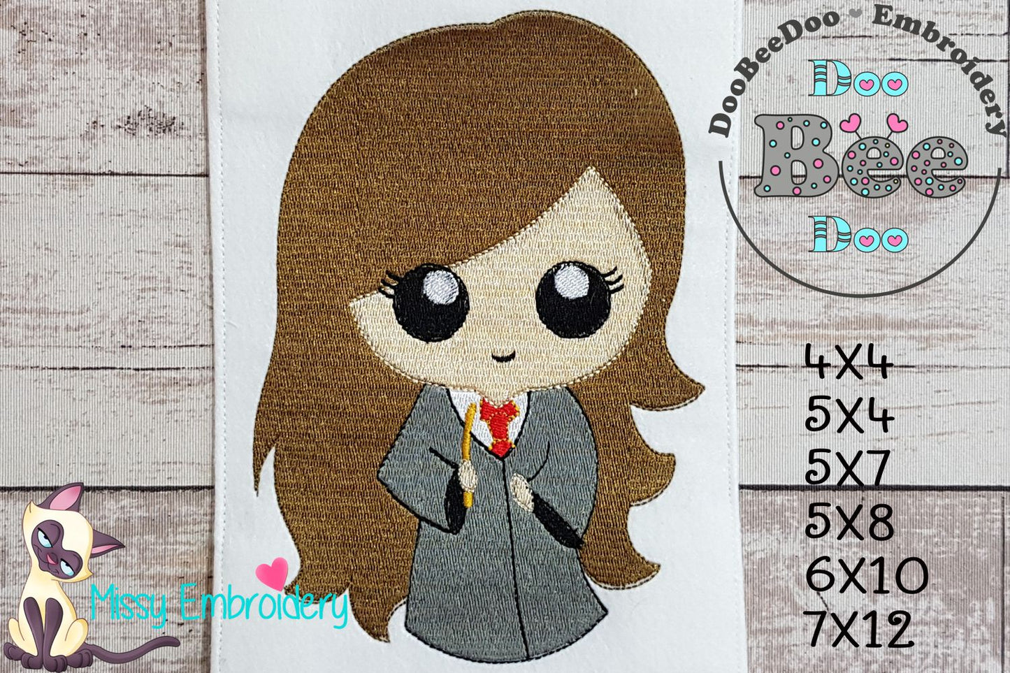 Cute Wizard Girl - Fill Stitch Embroidery