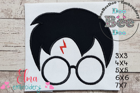 Wizard Boy Face - Applique - Machine Embroidery Design