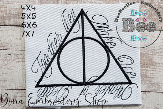 Together They Make One Deathly Hallows - Fill Stitch - Machine Embroidery Design