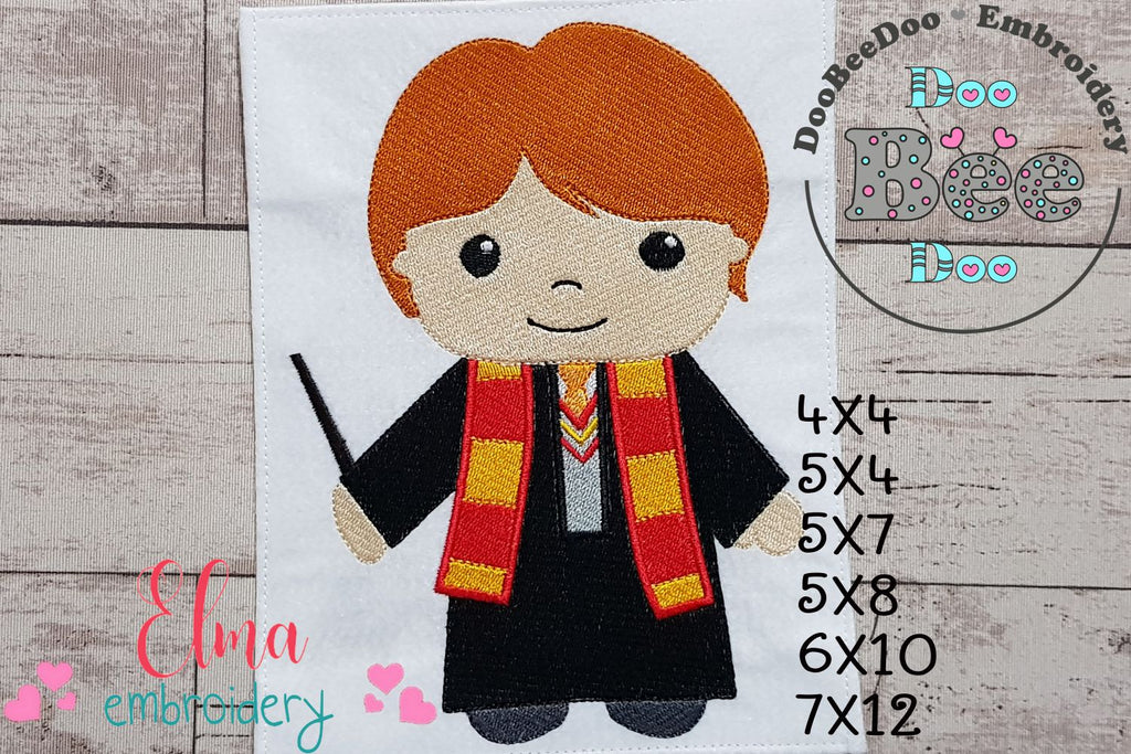 Wizard Boy Ginger Hair - Fill Stitch - Machine Embroidery Design