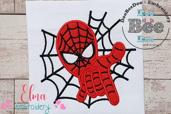 Spider Man and Spider Web - Applique - Machine Embroidery Design