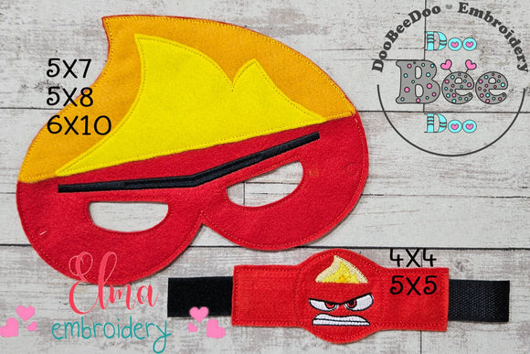 Inside Out Anger Mask and Bracelet ITH Project - Applique - Machine Embroidery Design