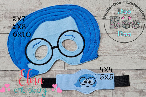 Inside Out Sadness Mask and Bracelet ITH Project - Applique - Machine Embroidery Design