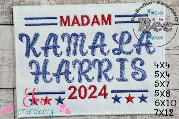 Madam Kamala Harris - Sketch Stitch - Machine Embroidery Design