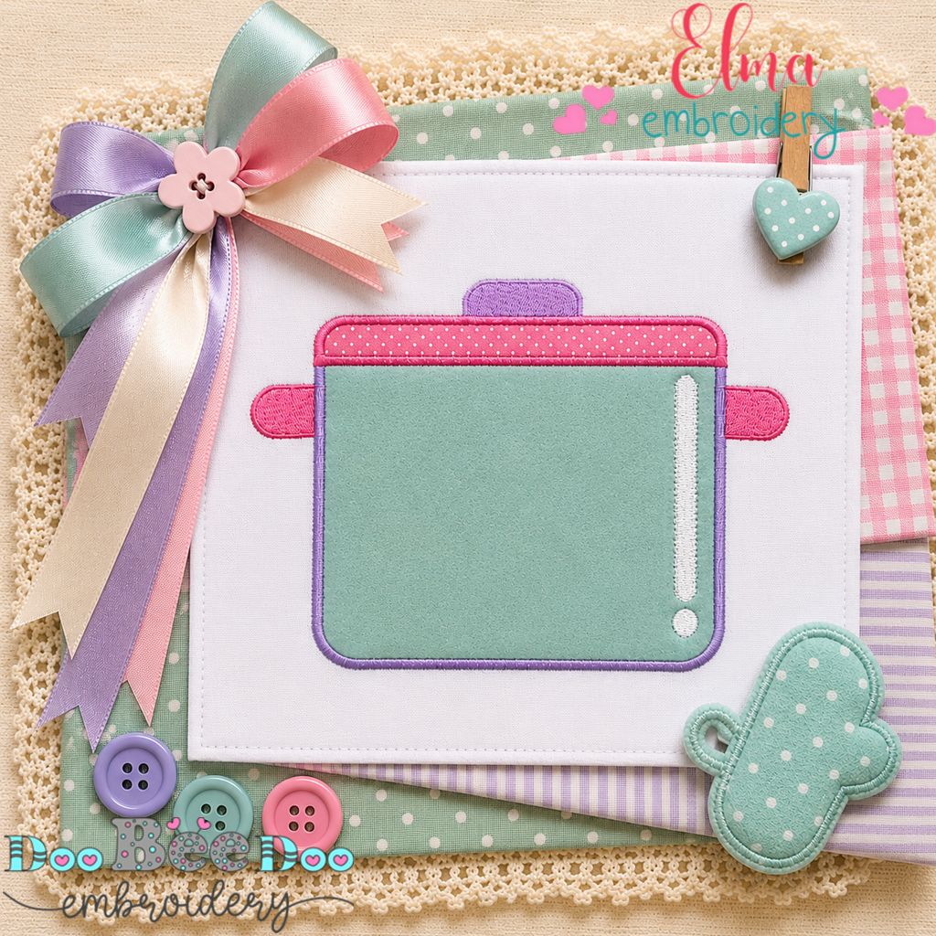 Cozy Sauce Pan - Appliqué - Machine Embroidery Design