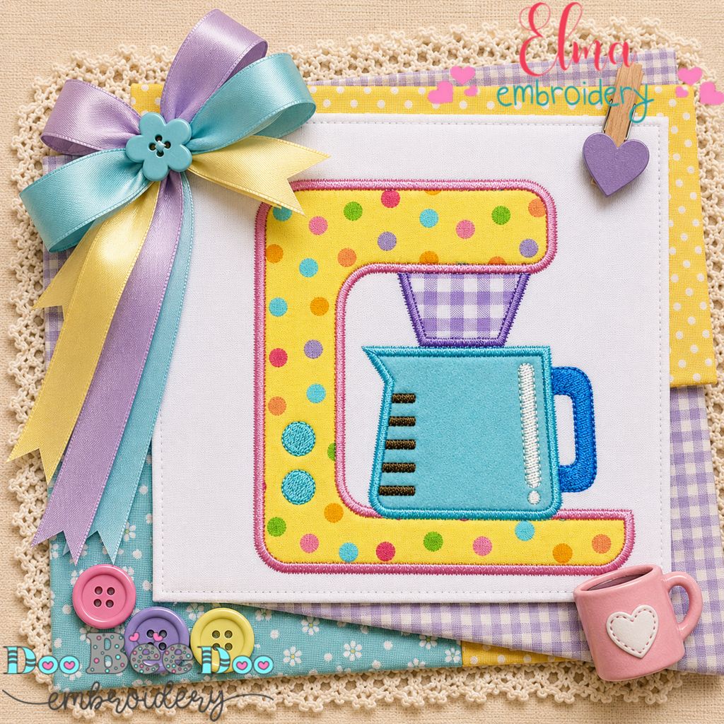 Cozy Coffee Machine - Appliqué - Machine Embroidery Design