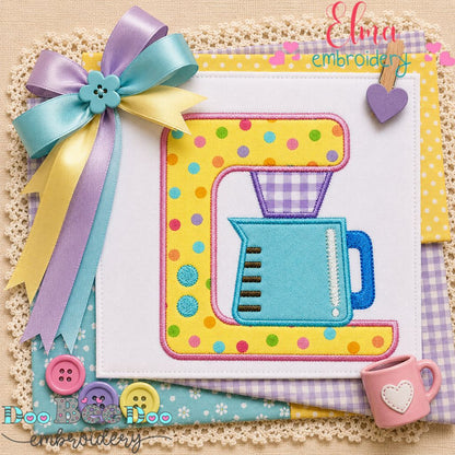 Cozy Coffee Machine - Appliqué - Machine Embroidery Design