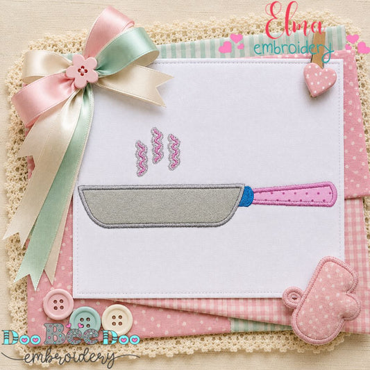 Sizzling Frying Pan - Appliqué - Machine Embroidery Design