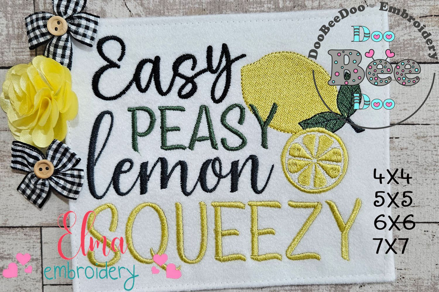 Easy Peasy Lemon Squeezy - Fill Stitch - Machine Embroidery Design