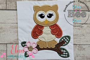 Cute Owl on the Branch - Applique