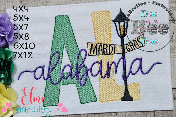 Alabama Mardi Gras - Fill Stitch - Machine Embroidery Design