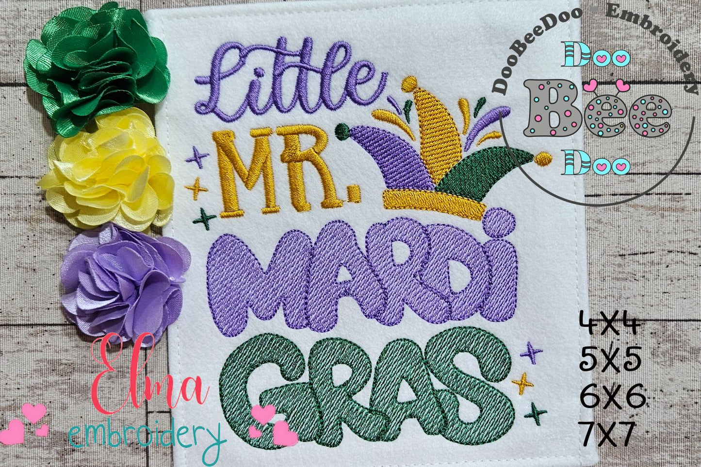 Little Mr. Mardi Gras - Fill Stitch - Machine Embroidery Design