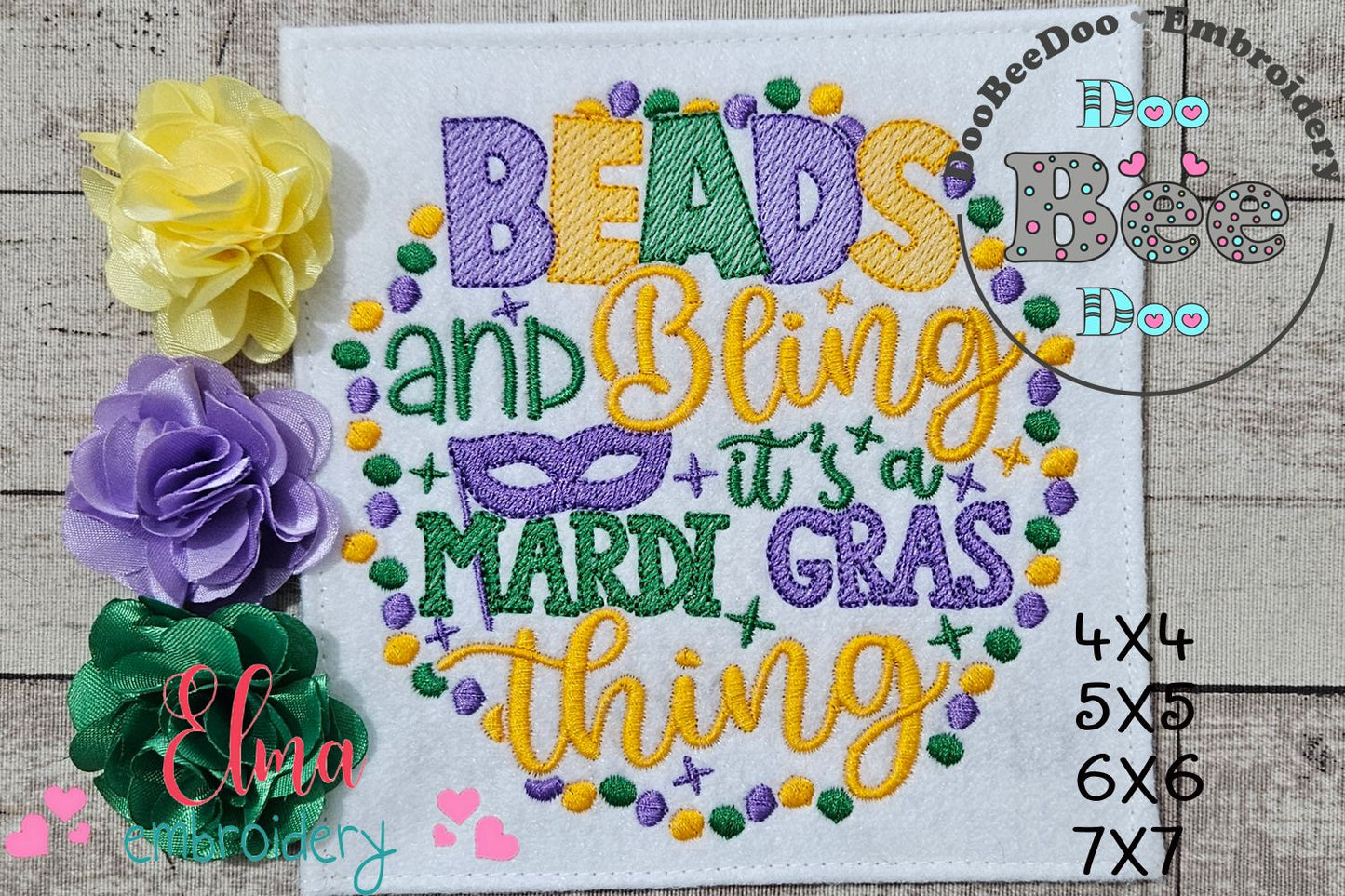 Beads and Bling It's a Mardi Gras Thing - Fill Stitch - Machine Embroidery Design