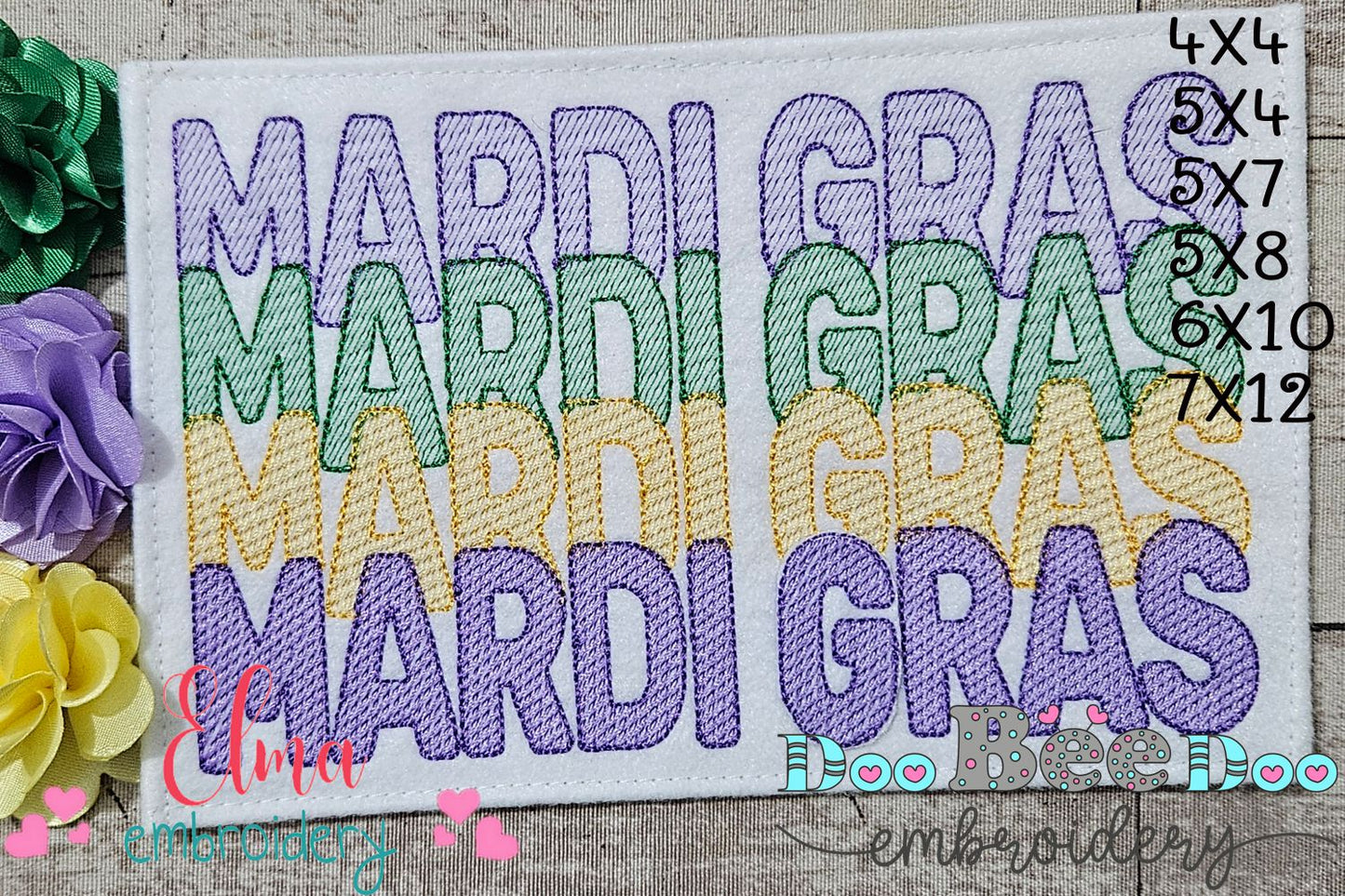 Four Times Mardi Gras 🎭 - Sketch Stitch - Machine Embroidery Design