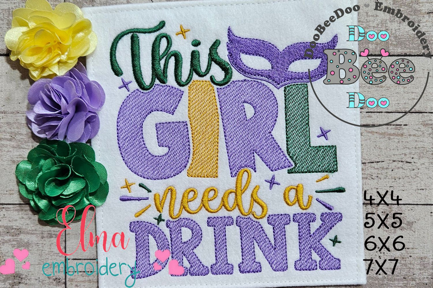 This Girl Needs a Drink - Fill Stitch - Machine Embroidery Design