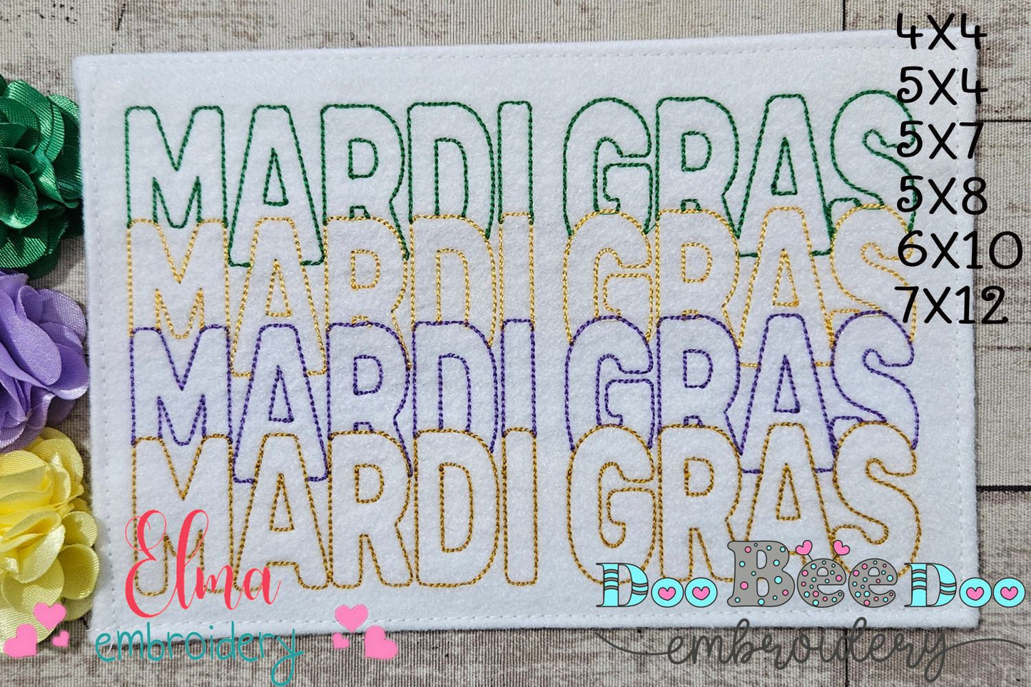 Mardi Gras - Bean Stitch - Machine Embroidery Design