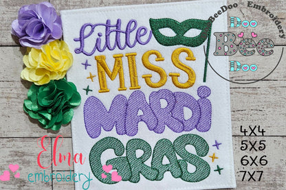 Little Miss Mardi Gras - Fill Stitch - Machine Embroidery Design