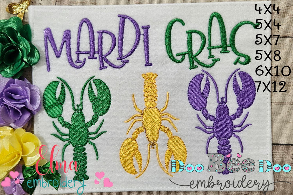 Crawfish Mardi Gras - Fill Stitch - Machine Embroidery Design