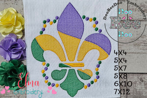 Fleur de Lis Mardi Gras - Rippled Stitch - Machine Embroidery Design