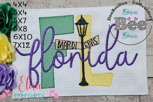Florida Mardi Gras - Fill Stitch - Machine Embroidery Design
