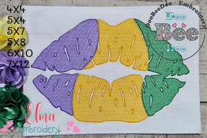 Mardi Gras Kiss - Rippled Stitch - Machine Embroidery Design