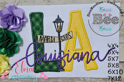 Louisiana Mardi Gras - Applique - Machine Embroidery Design