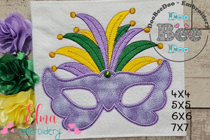 Mardi Gras Mask - Applique - Machine Embroidery Design