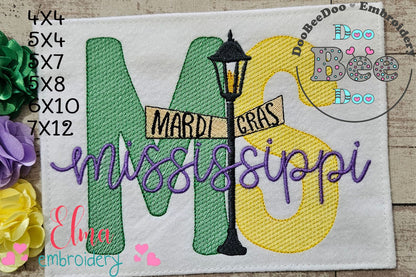 Mississippi Mardi Gras - Fill Stitch - Machine Embroidery Design