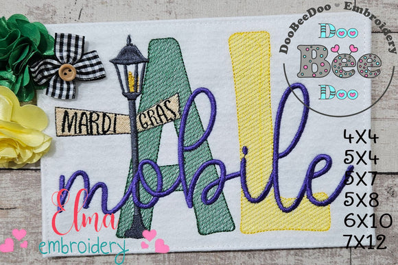 Mobile Alabama Mardi Gras - Fill Stitch - Machine Embroidery Design