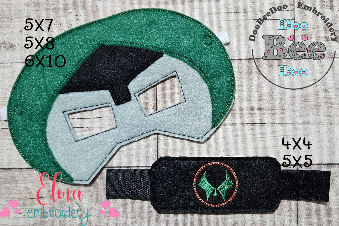 🦹‍♂️ Doctor Doom Mask & Bracelet Set – ITH Project – Machine Embroidery Design