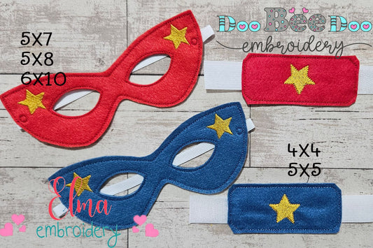 🌟 Super Star Girl Mask & Bracelet - ITH Project - Machine Embroidery Design