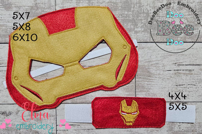 Ironman Power Set 💥 – Mask and Bracelet – ITH Project – Machine Embroidery Design
