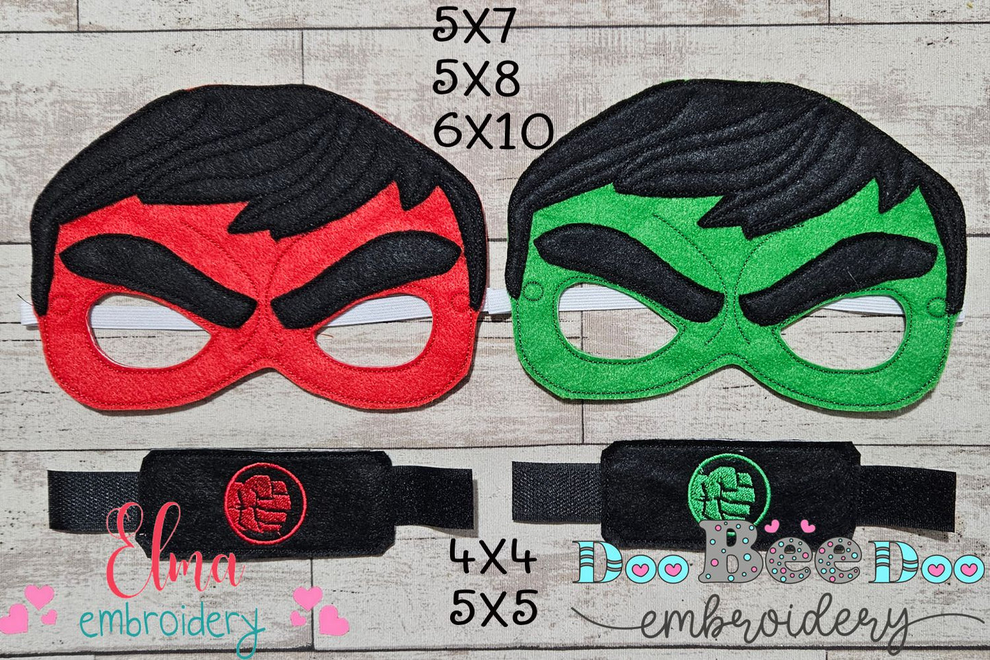 💚❤️ Hulk Power Duo Mask & Bracelet – ITH Project – Machine Embroidery Design