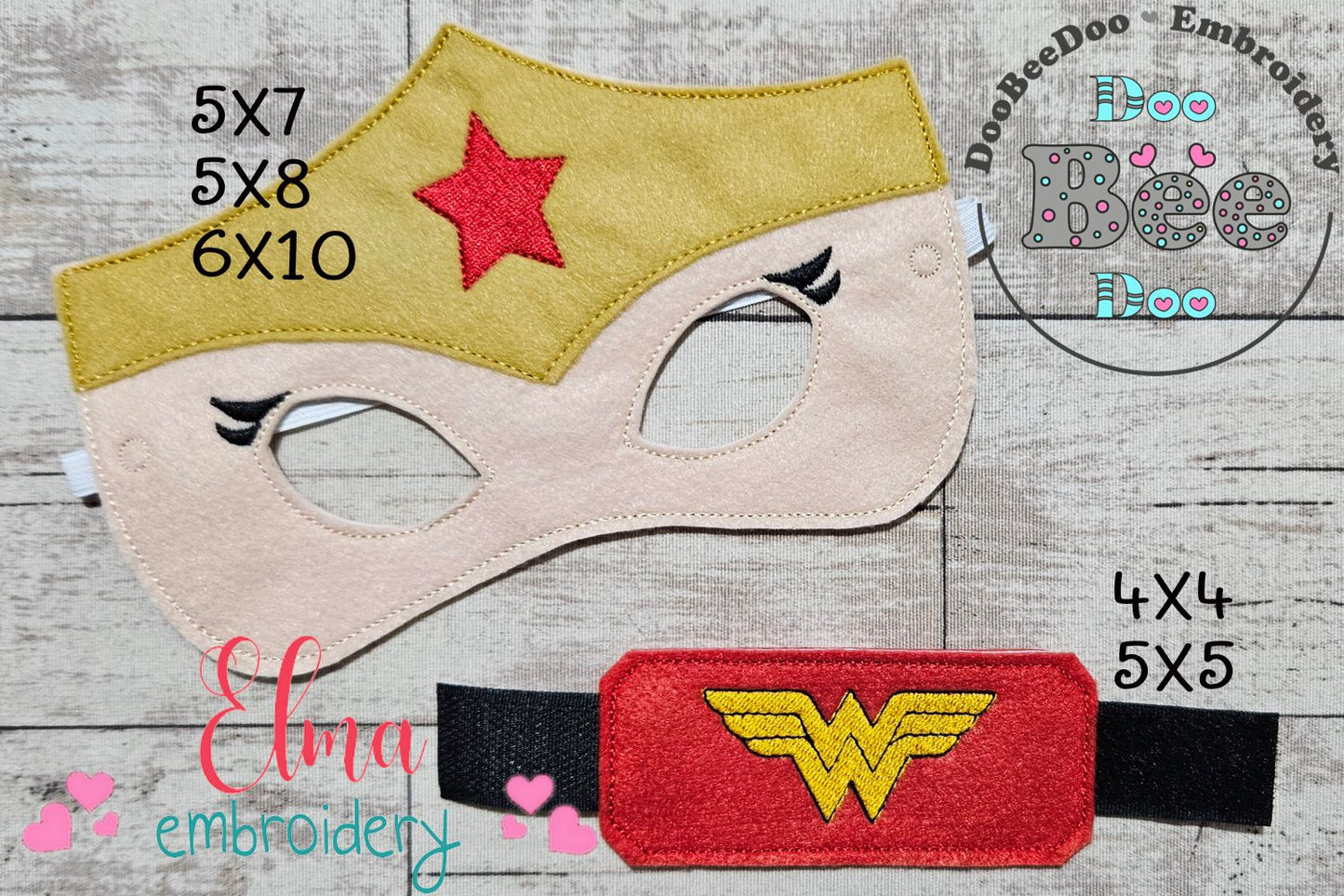Wonder Woman Power Set ✨ Mask and Bracelet – ITH Project – Machine Embroidery Design
