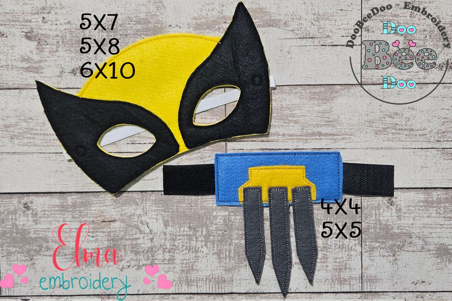 Wolverine Power Set 🐾 Mask & Bracelet – ITH Project – Machine Embroidery Design