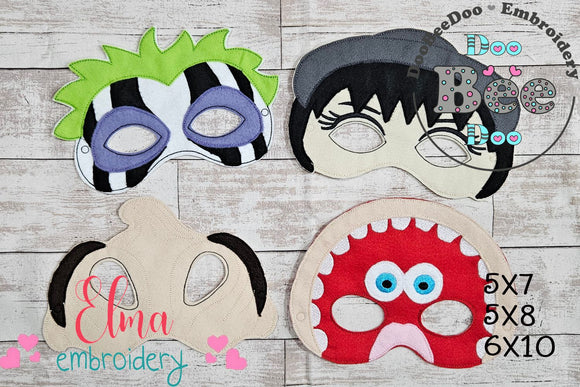 Beetlejuice Masks ITH Project - Applique - Set of 4 Designs - Machine Embroidery Design