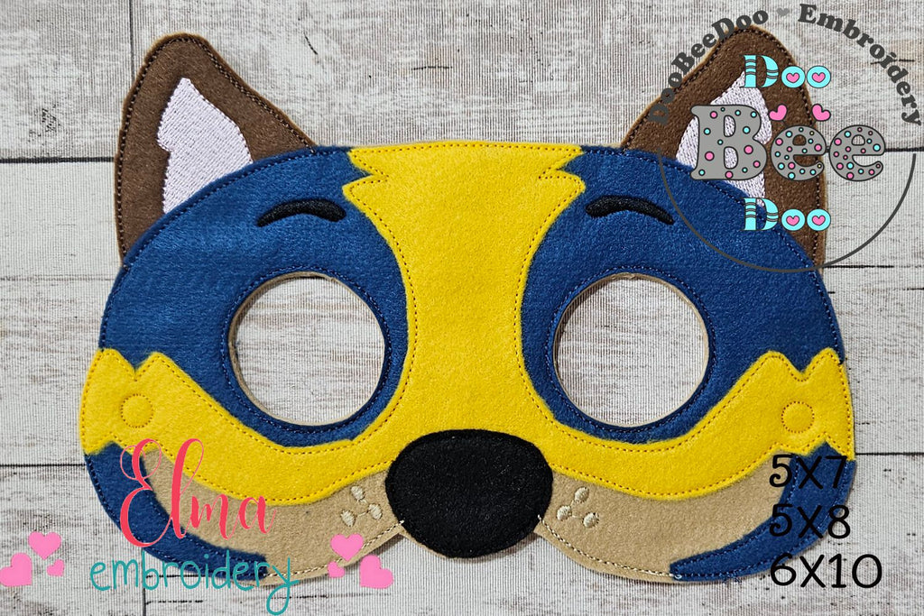 The Mighty Pups Chase Mask and Bracelet ITH Project - Applique - Machine Embroidery Design