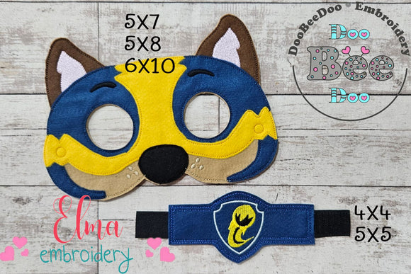 The Mighty Pups Chase Mask and Bracelet ITH Project - Applique - Machine Embroidery Design