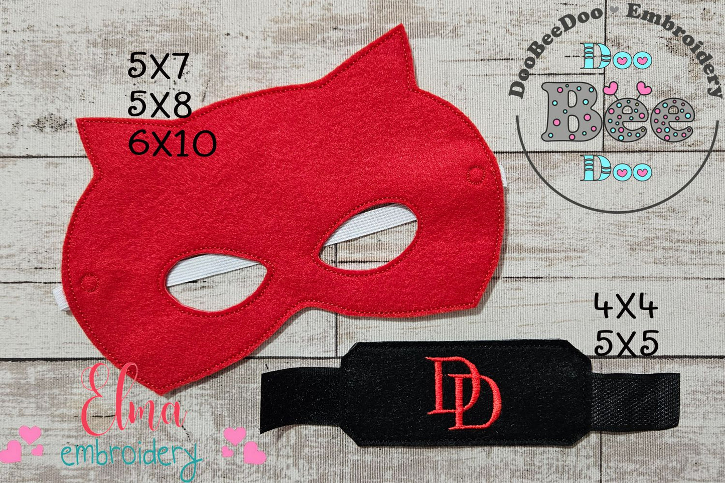 🔴 Daredevil Heroic Set – Mask + Bracelet – ith project – Machine Embroidery Design