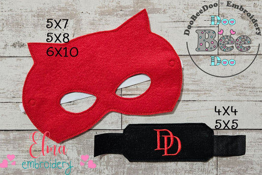 🔴 Daredevil Heroic Set – Mask + Bracelet – ith project – Machine Embroidery Design