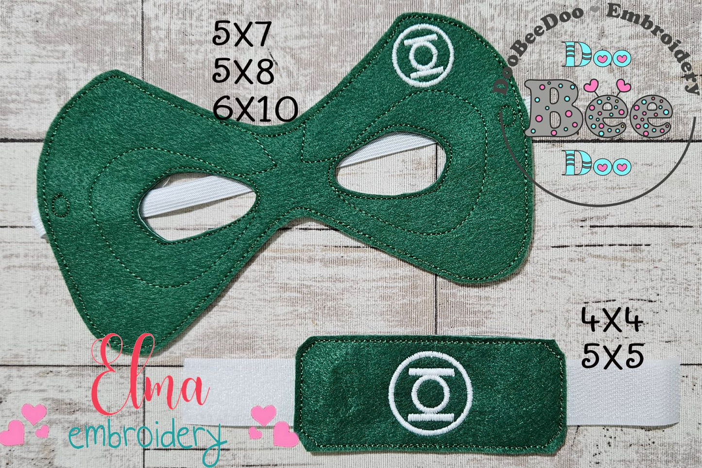 🦸‍♂️ Little Green Hero – Mask & Bracelet – ITH Project – Machine Embroidery Design