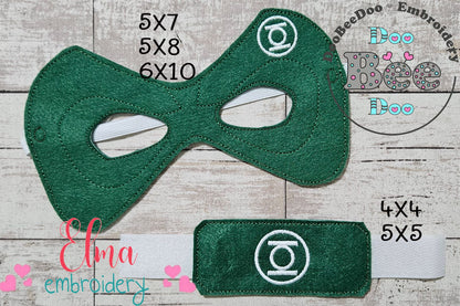 🦸‍♂️ Little Green Hero – Mask & Bracelet – ITH Project – Machine Embroidery Design